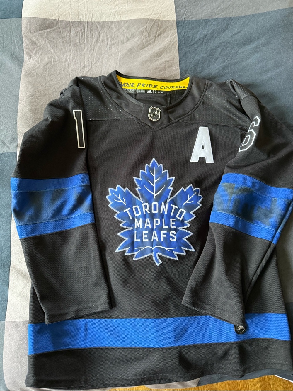 adidas Mitch Marner Black and Blue Toronto Maple Leafs Hockey Jersey